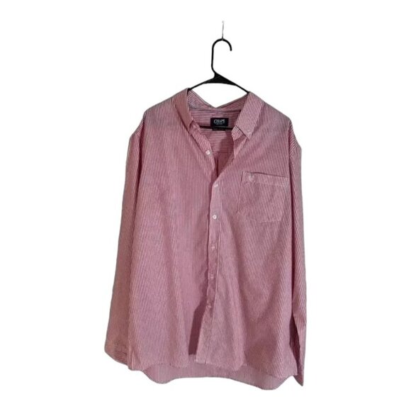 CHAPS Easy Care Button-Down Shirt Men's Size XXL Red White Striped Long Sleeve - Picture 1 of 8